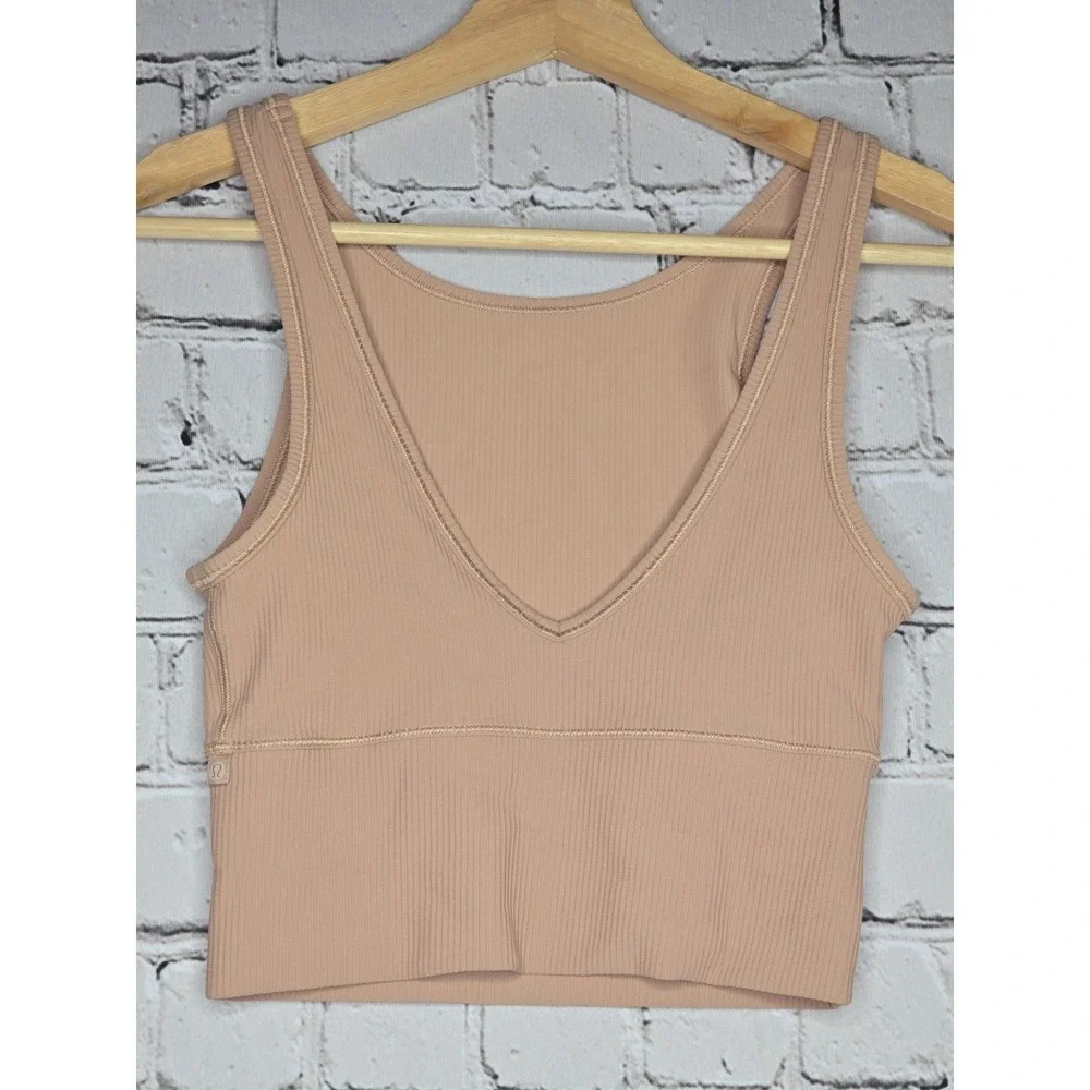 Lululemon Power Pivot Tank‎ Top Ribbed Pale Nude Blush Pink Size Extra Small XS